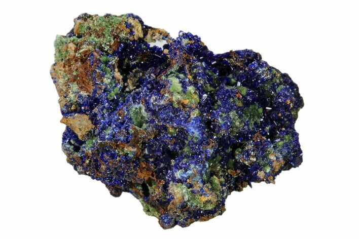 Sparkling Azurite Crystal Cluster with Malachite - Mexico #161299